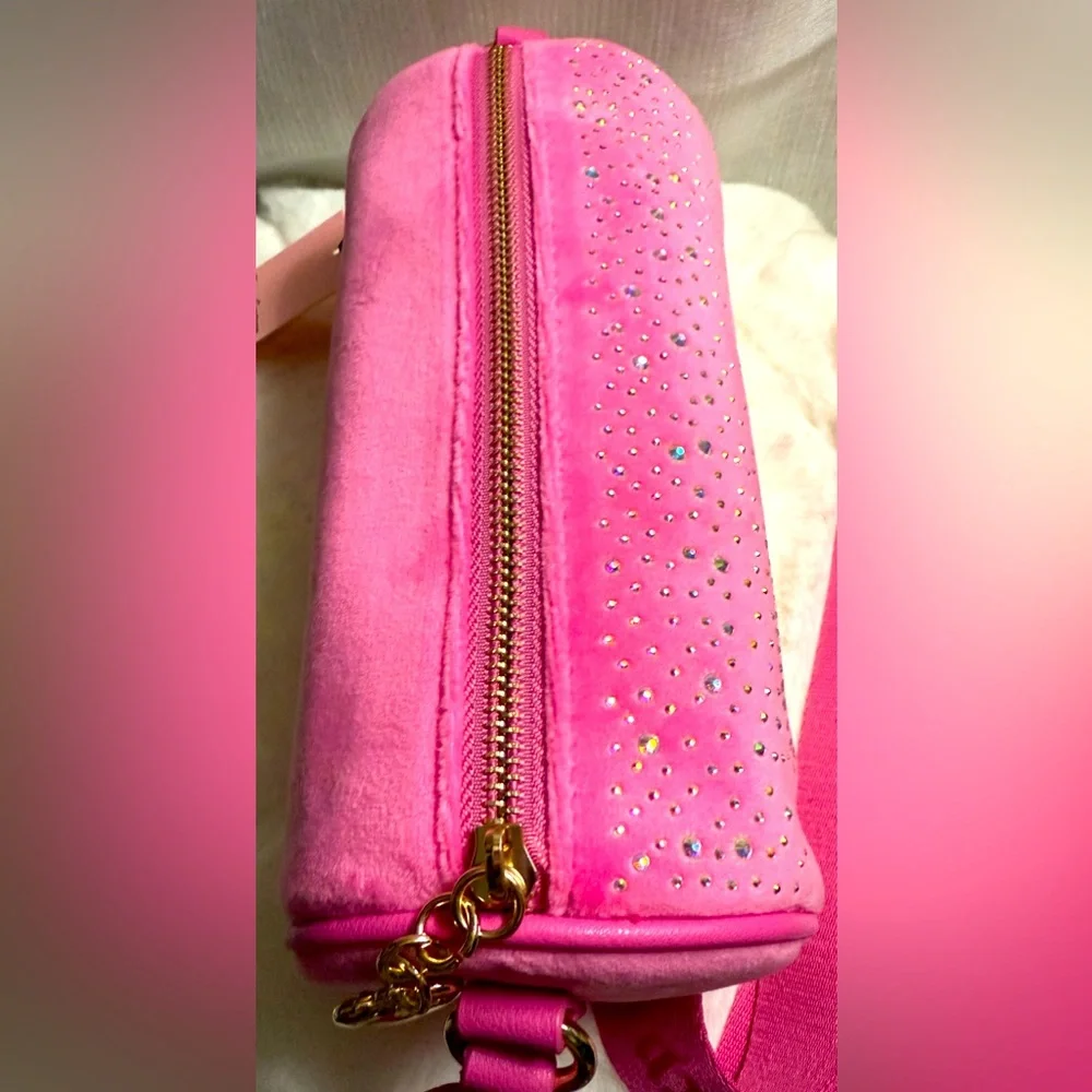 NEW Juicy Couture Pink Fuzzy Roll Crossbody Bag